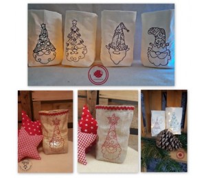 Stickserie ITH - Lichtbeutel Stylish xmas Gnomes